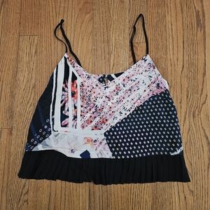 French Connection Samba Avenue Navy Floral Spaghetti Strap Top Size 6